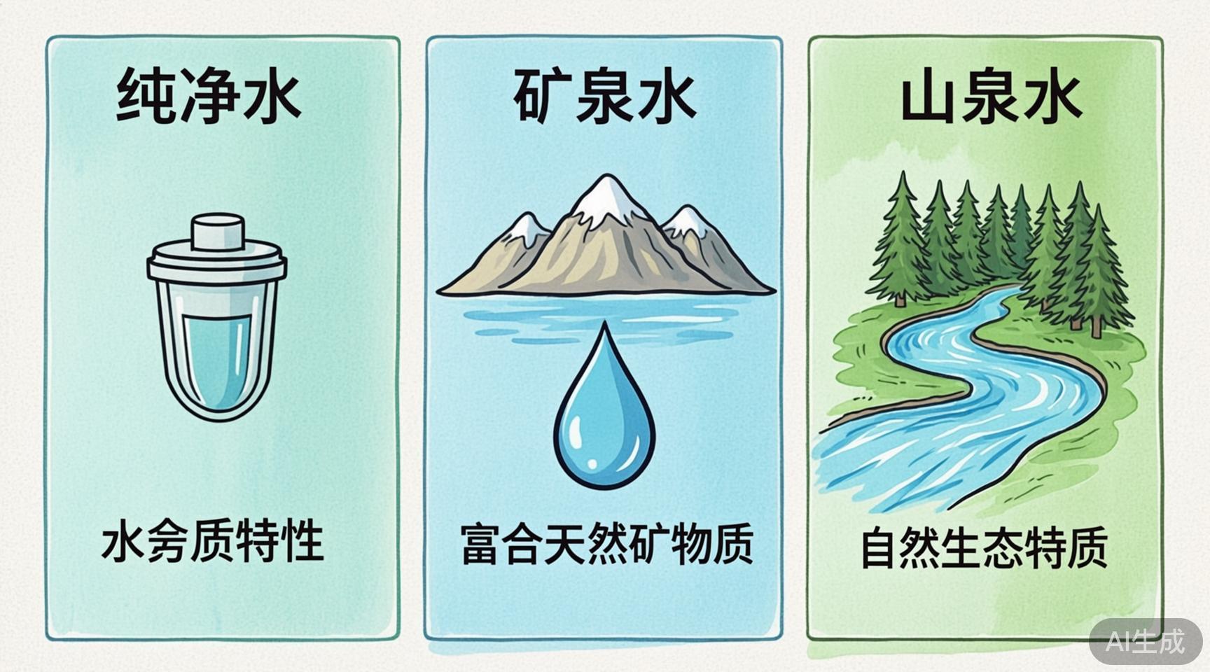 三种饮用水对比
